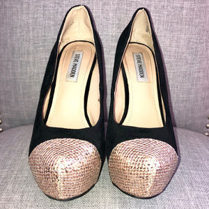 Steve Madden Suede Platform Pumps w/ Gold